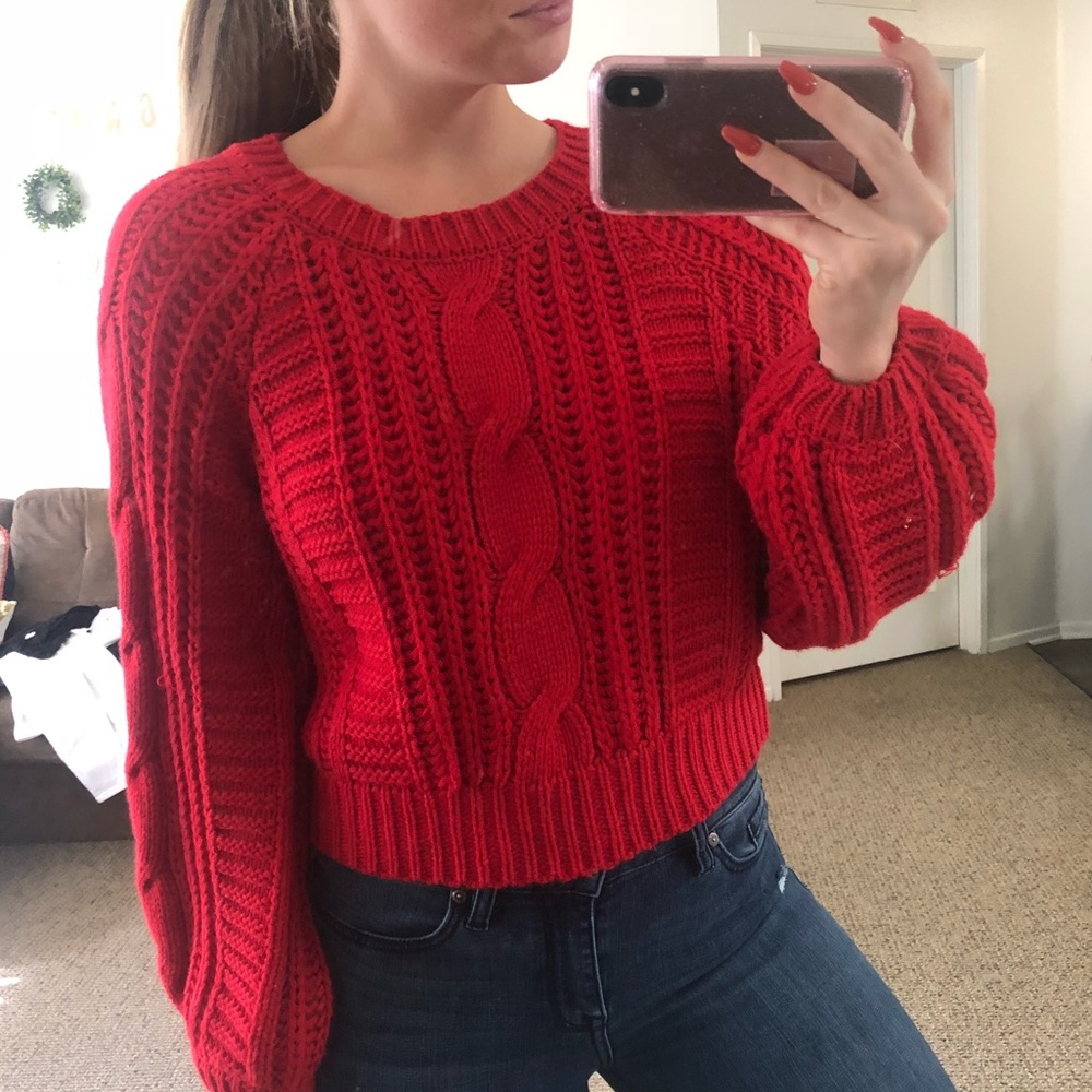 Red Forever 21 argyle sweater